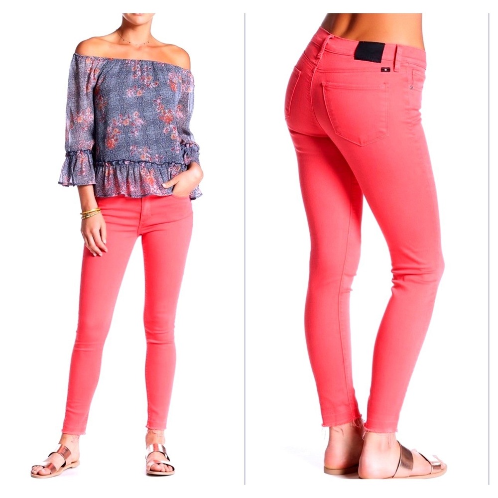 Lucky‎ Brand Jeans Brooke Legging Women Bright Coral Pink Size 4 27 NWT